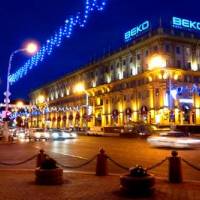 Фото ночного Минска. Огни ночного города, проспект Независимости ночью. Минск ночью